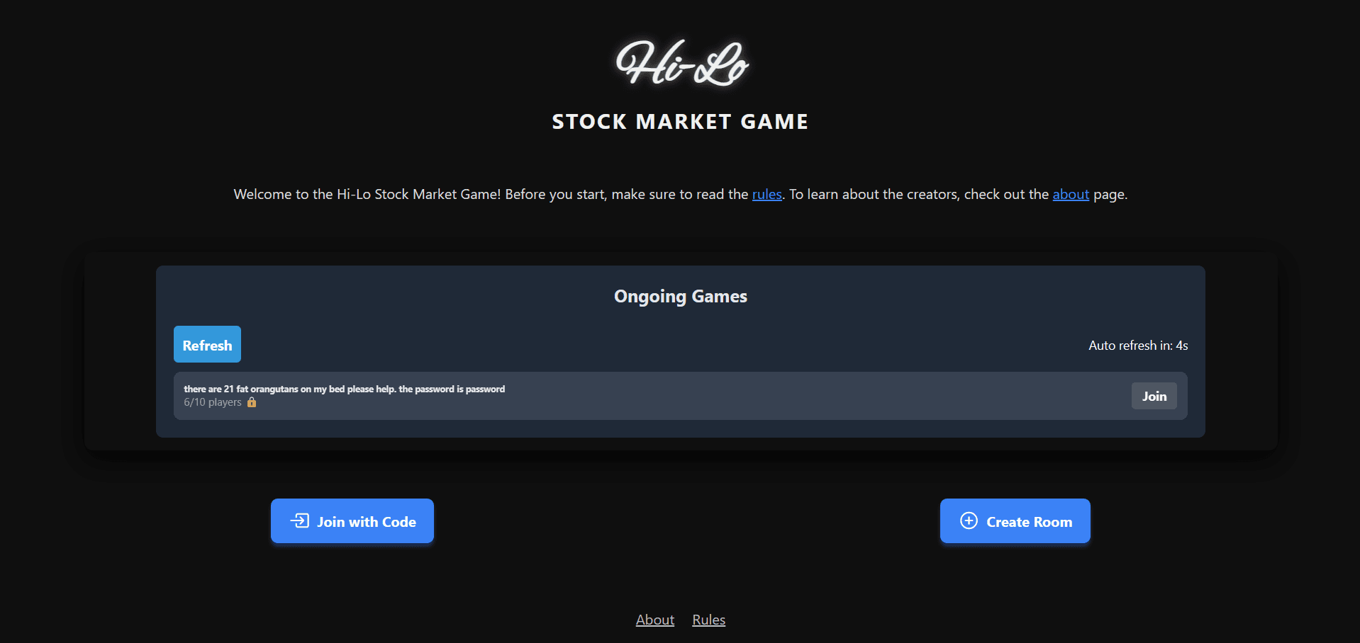HI-LO Quant Trading Game