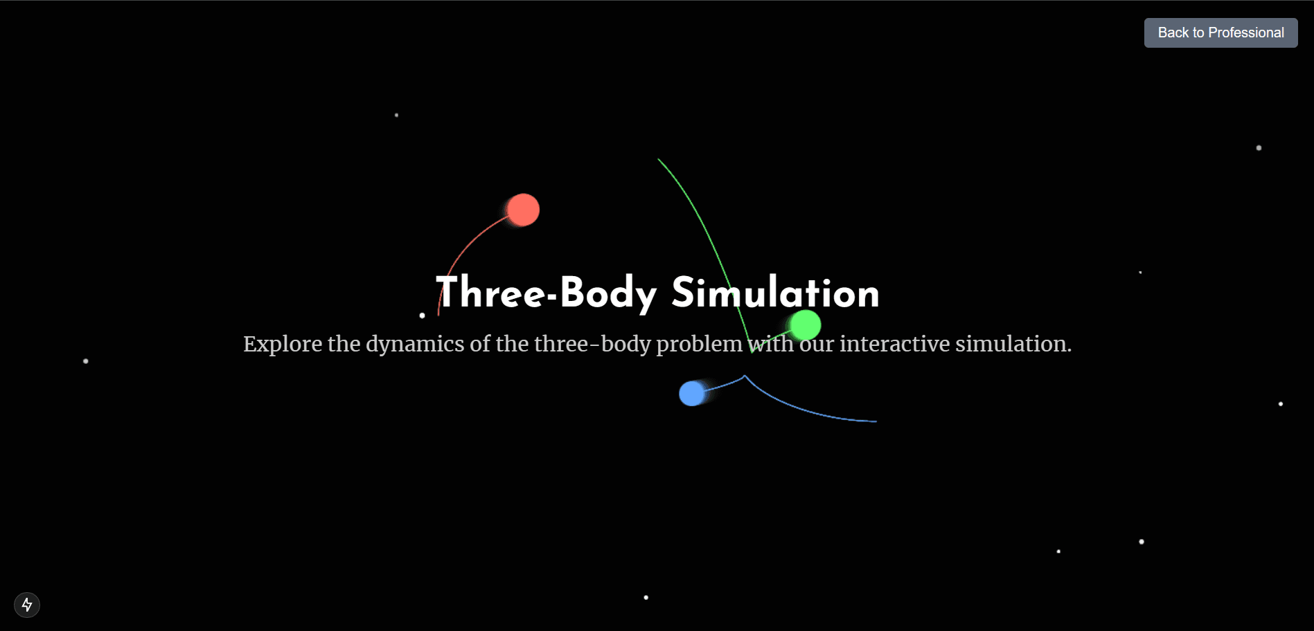 Three-Body Simulation — interactive gravitational physics demo